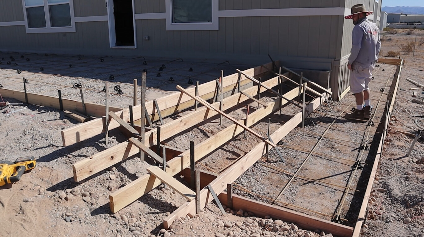Wooden forms set up for concrete foundation pouring in Simi Valley
